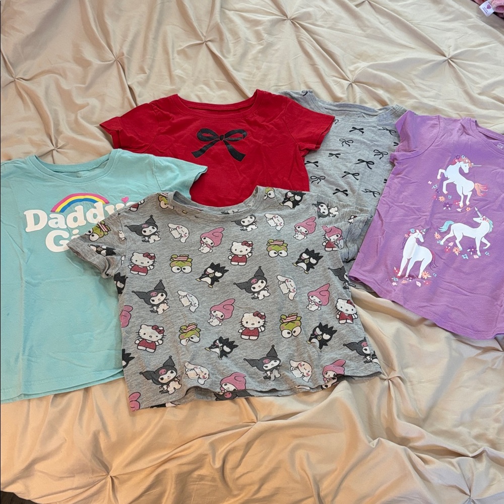 Hello Kitty Girls Short Sleeve Tee Lot - Red, Gray, Purple, Aqua